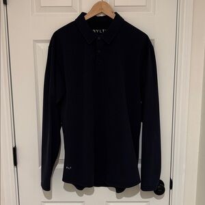 BYLT Basics Drop-Cut LUX Long Sleeve Polo Blue